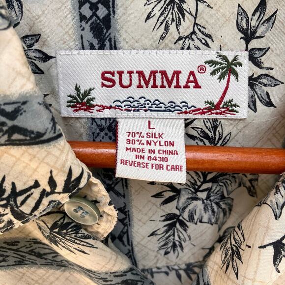 Summa Hawaiian Shirt Short Sleeve Button Down Silk Blend Mens Size Large - Picture 4 of 7
